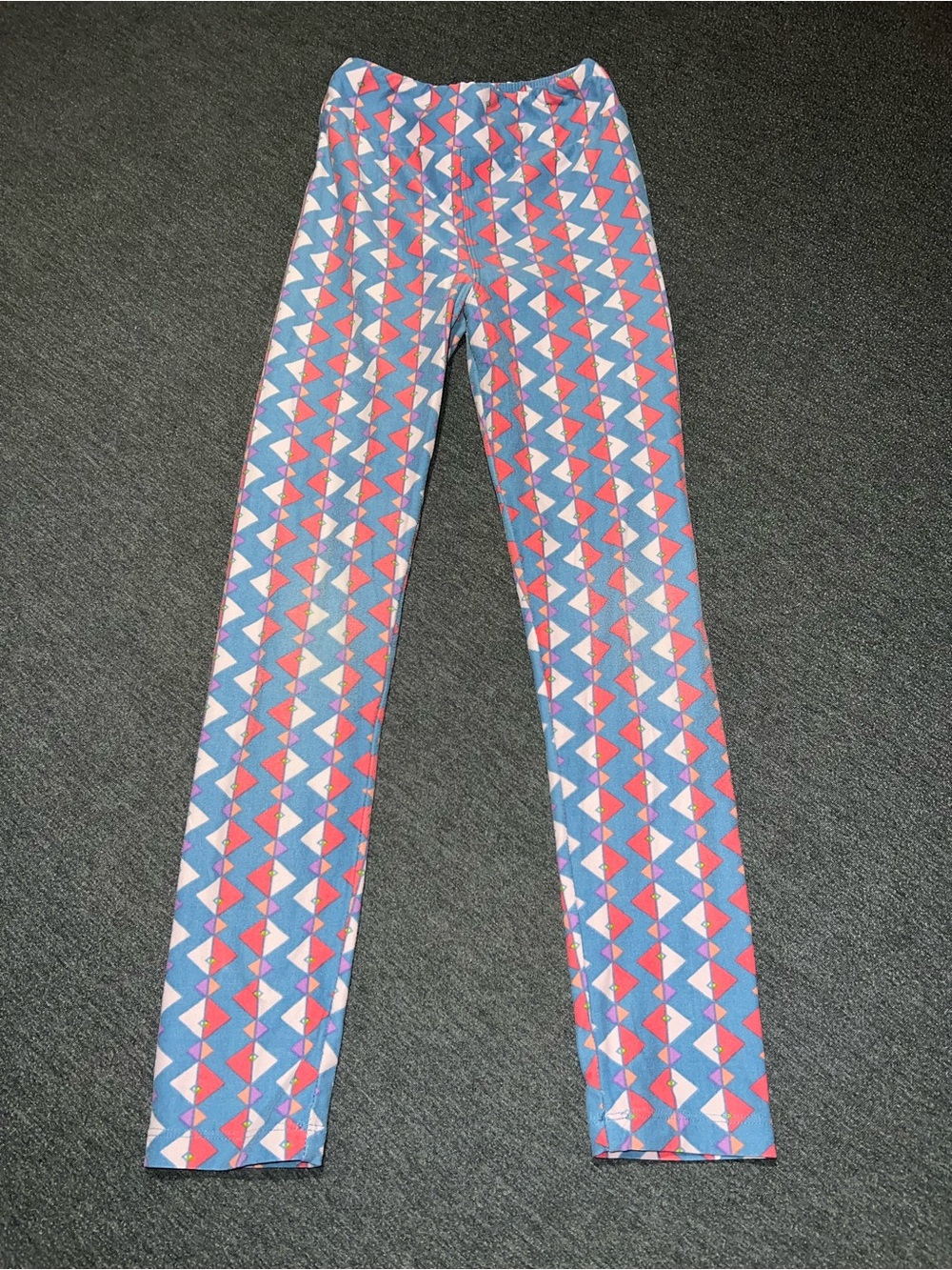 LuLaRoe Kids Geometric Leggings - Blue, Pink & White